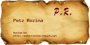 Petz Rozina névjegykártya